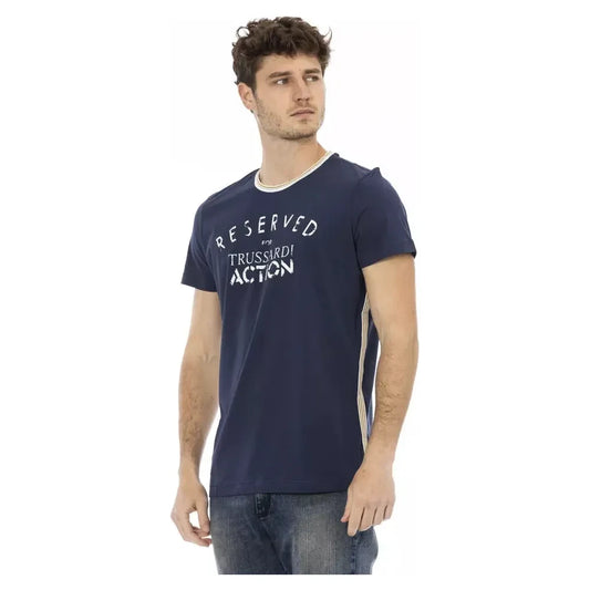 Elegant Blue Tee with Artistic Front Print