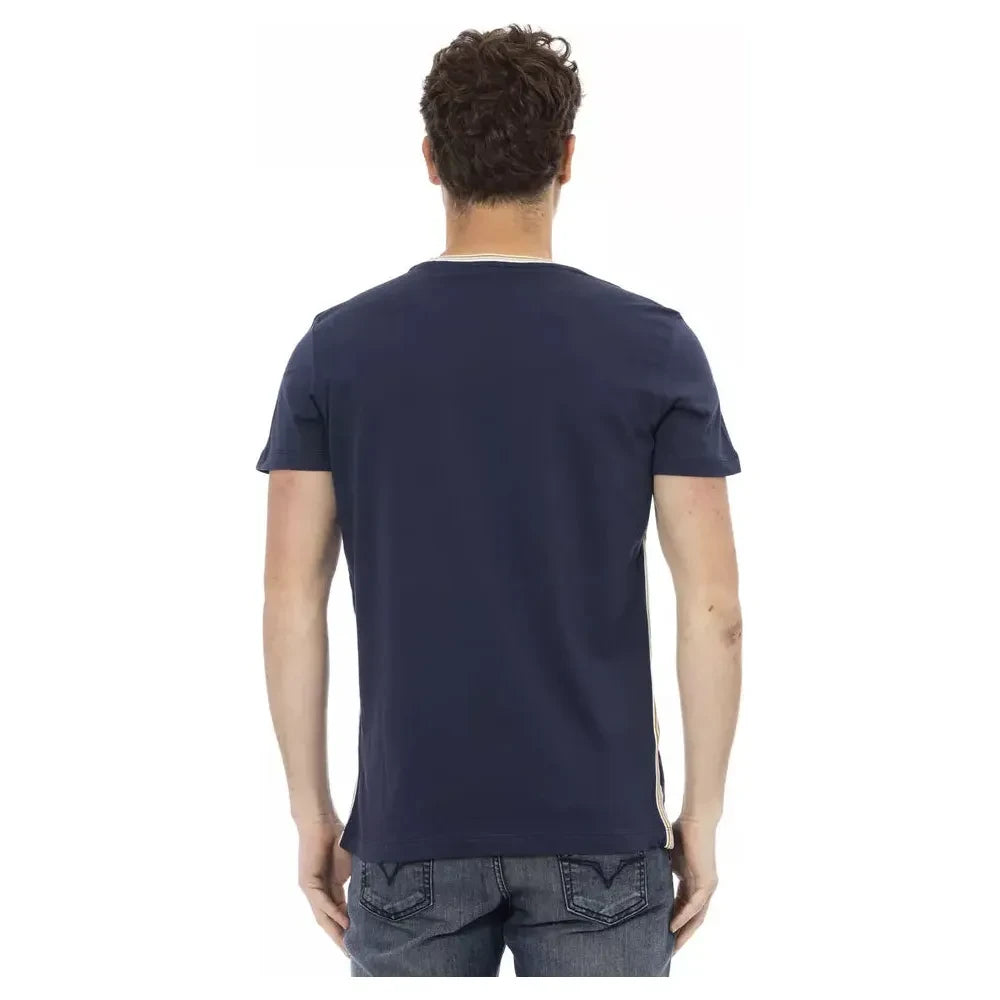 Elegant Blue Tee with Artistic Front Print