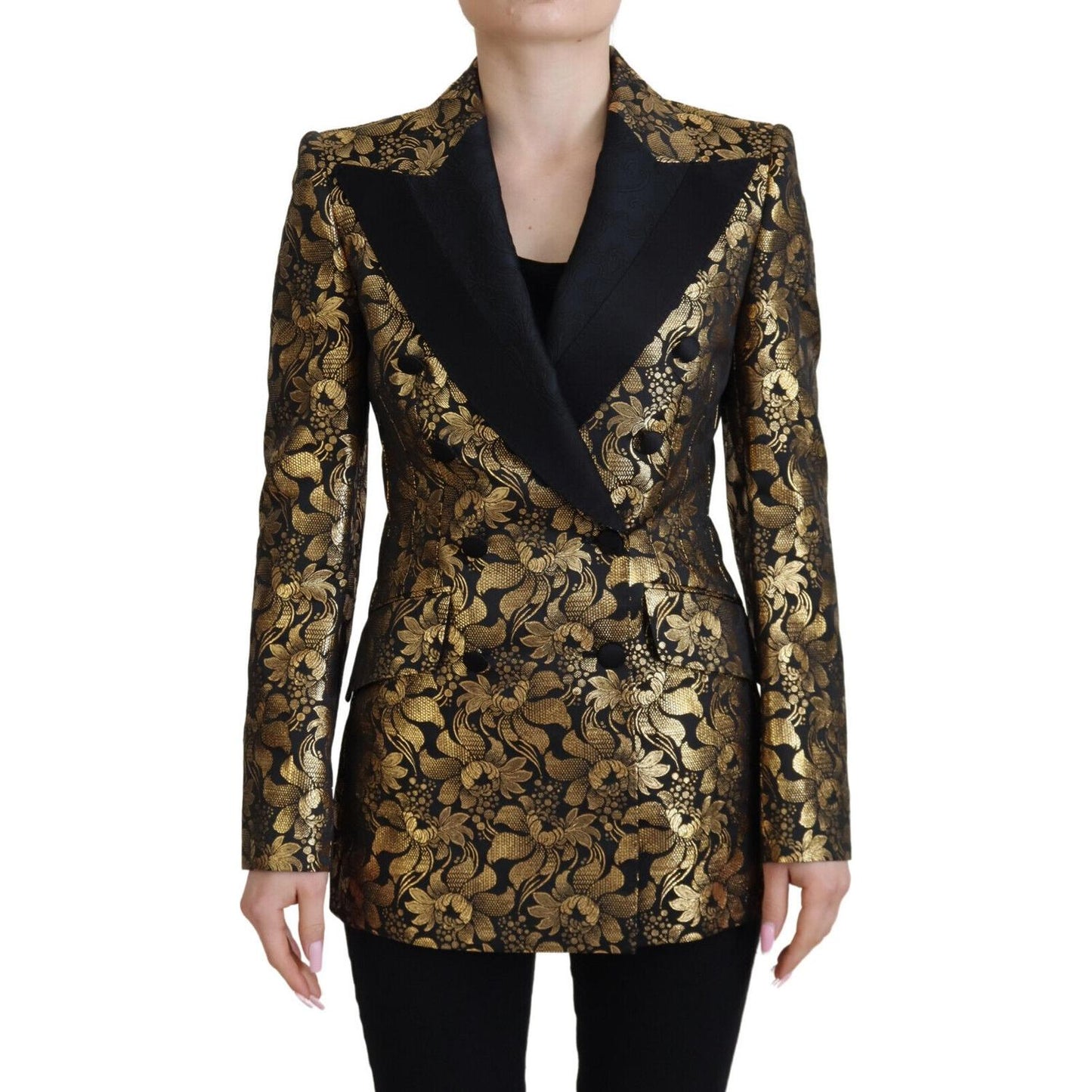 Elegant Black and Gold Floral Jacket