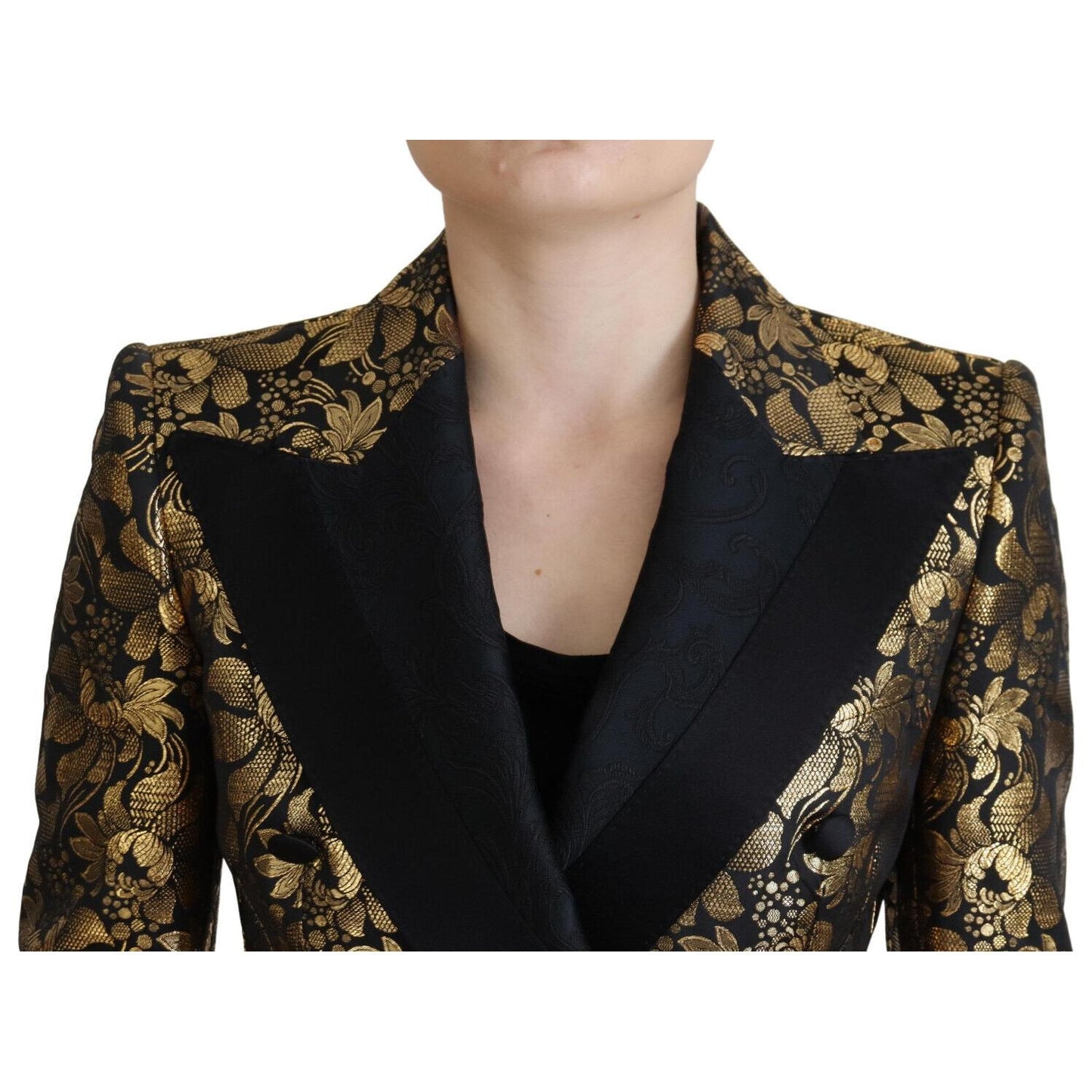 Elegant Black and Gold Floral Jacket