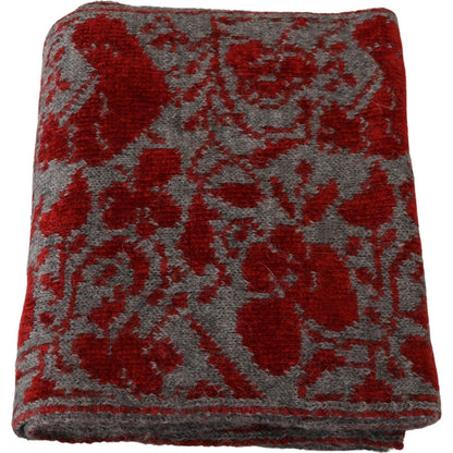 GF Ferre Red Grey Knitted Wrap Warmer Womens Shawl Scarf