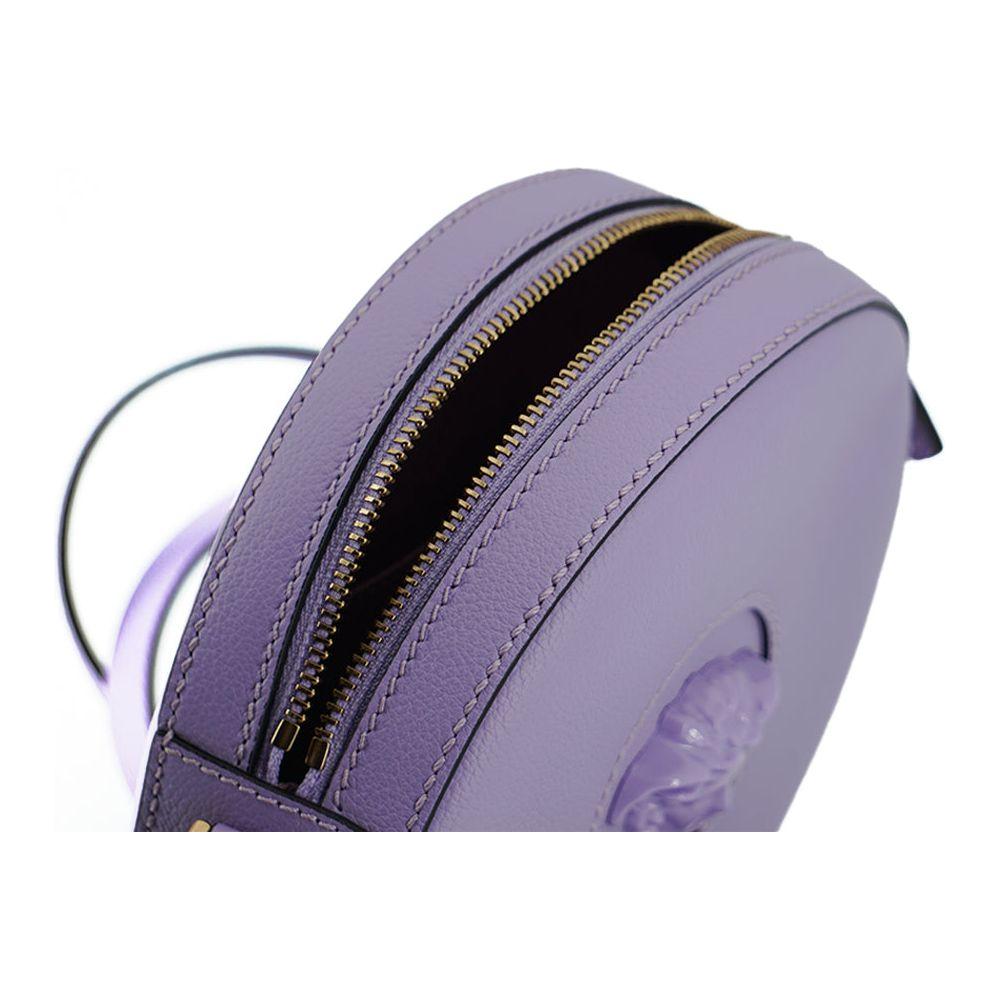 Versace Purple Calf Leather Round Disco Shoulder Bag WOMAN SHOULDER BAGS