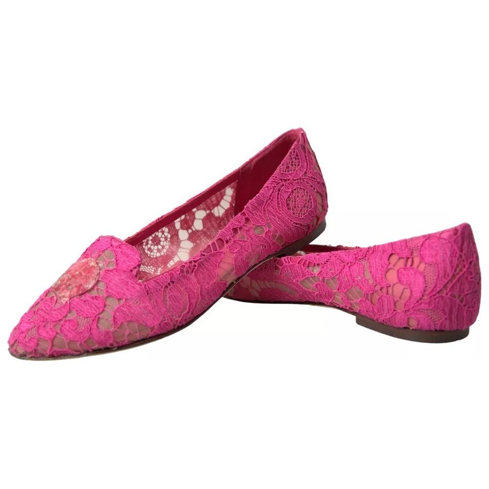 Pink Taormina Lace Slip On Flats Shoes