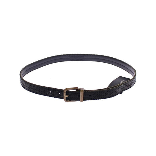 Elegant Blue Leather-Cotton Blend Men's Belt Belt Dolce & Gabbana