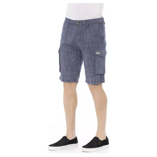 Chic Blue Cotton Cargo Shorts