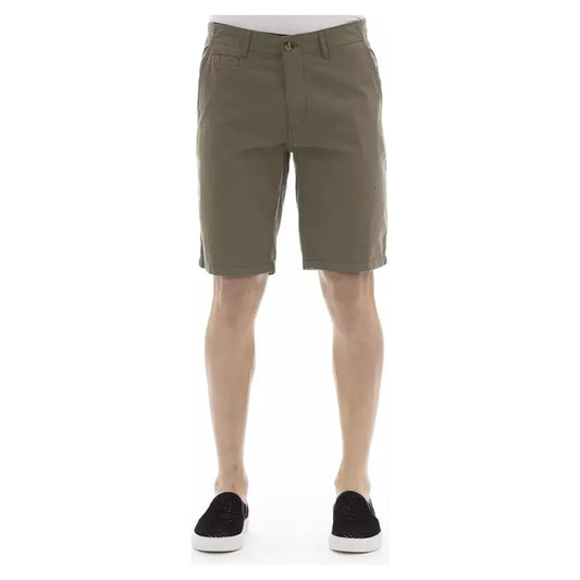 Sleek Army Bermuda Shorts with Button Closure