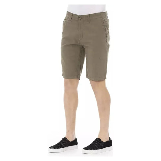 Sleek Army Bermuda Shorts with Button Closure