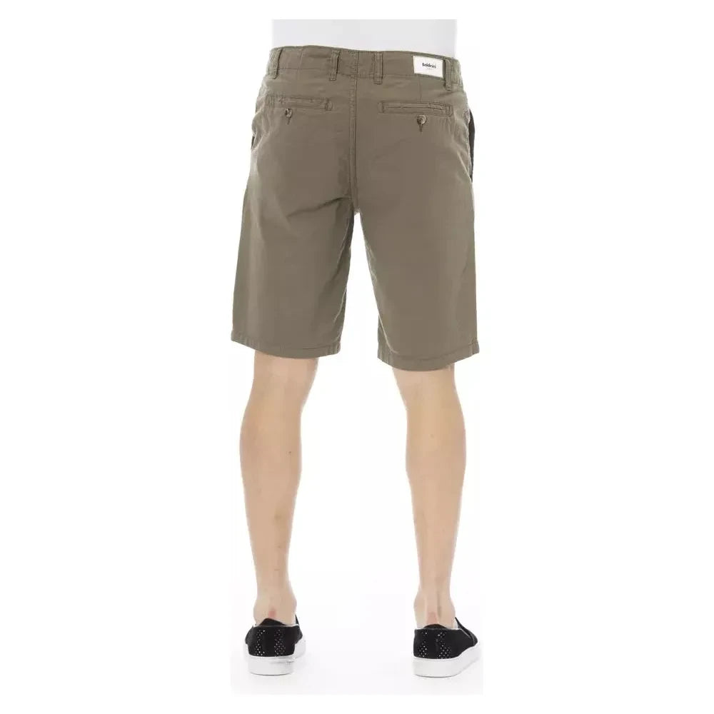 Sleek Army Bermuda Shorts with Button Closure