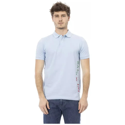 Chic Light Blue Embroidered Polo Shirt