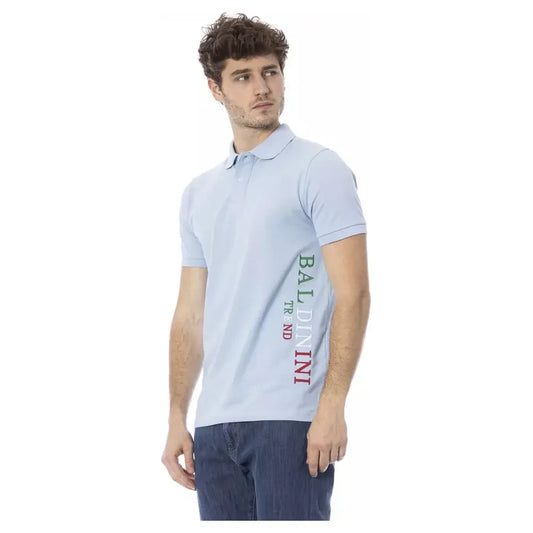 Chic Light Blue Embroidered Polo Shirt