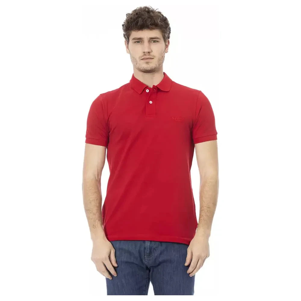 Elegant Embroidered Red Polo Shirt