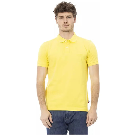 Sunshine Yellow Cotton Polo with Chic Embroidery