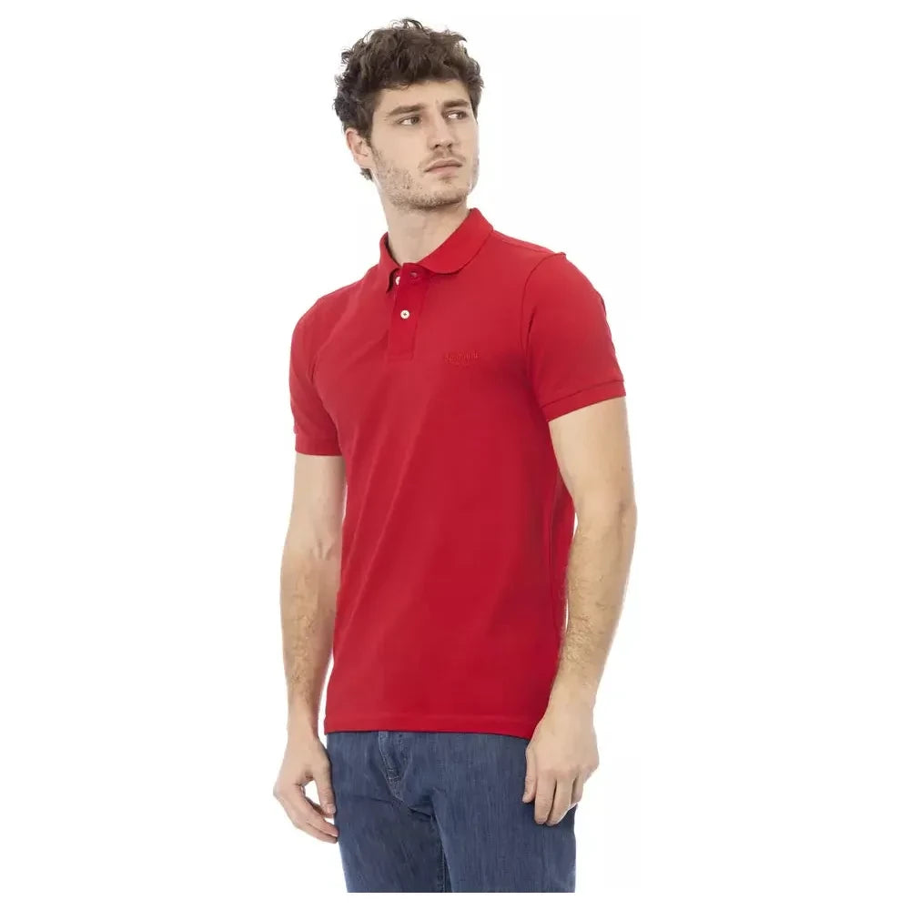 Elegant Embroidered Red Polo Shirt