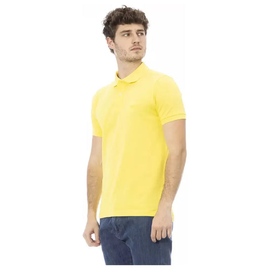 Sunshine Yellow Cotton Polo with Chic Embroidery