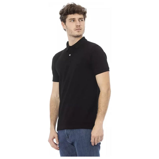 Baldinini Trend Sleek Black Cotton Polo with Chic Embroidery Baldinini Trend