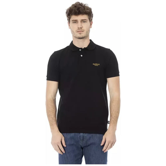 Baldinini Trend Elegant Black Cotton Polo with Embroidery Baldinini Trend