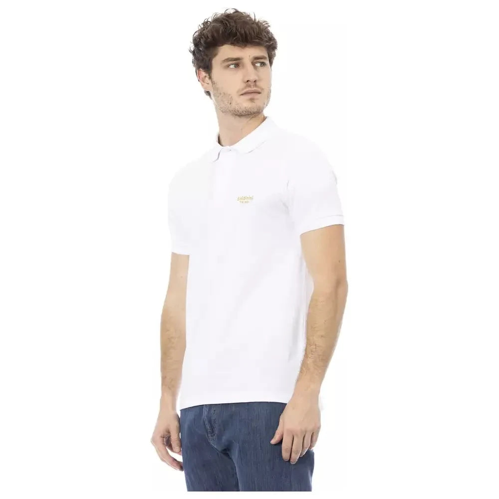 Elegant White Cotton Polo with Chic Embroidery