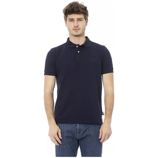 Baldinini Trend Elegant Blue Cotton Polo with Chic Embroidery Baldinini Trend