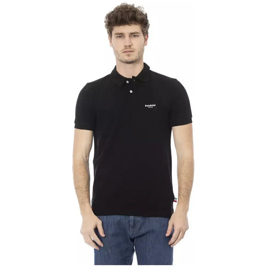 Baldinini Trend Elegant Black Cotton Polo with Front Embroidery Baldinini Trend