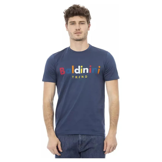 Baldinini Trend Chic Blue Cotton Tee with Front Print Baldinini Trend