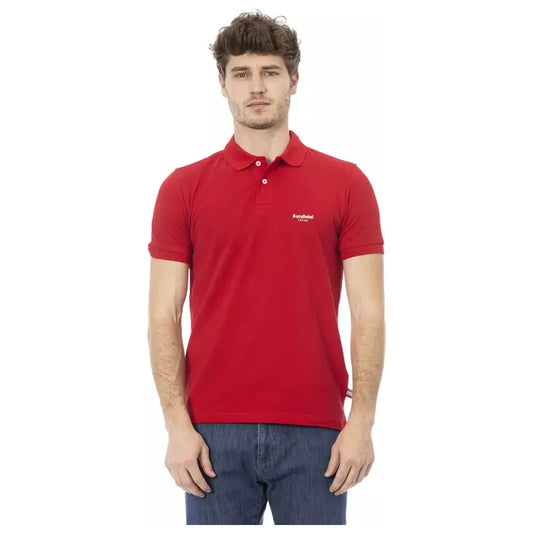 Elegant Red Cotton Polo with Chic Embroidery