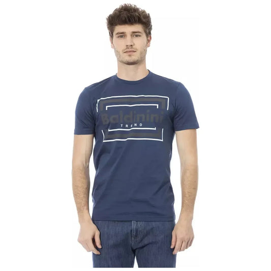 Baldinini Trend Chic Blue Cotton Tee with Signature Front Print Baldinini Trend