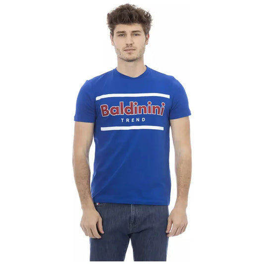 Baldinini Trend Chic Blue Cotton Tee with Front Print Baldinini Trend