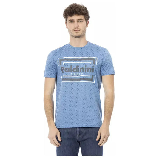 Chic Light Blue Cotton Tee with Front Print