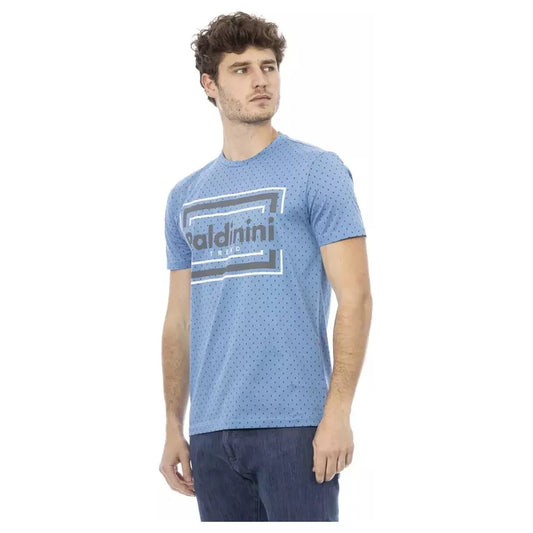 Chic Light Blue Cotton Tee with Front Print