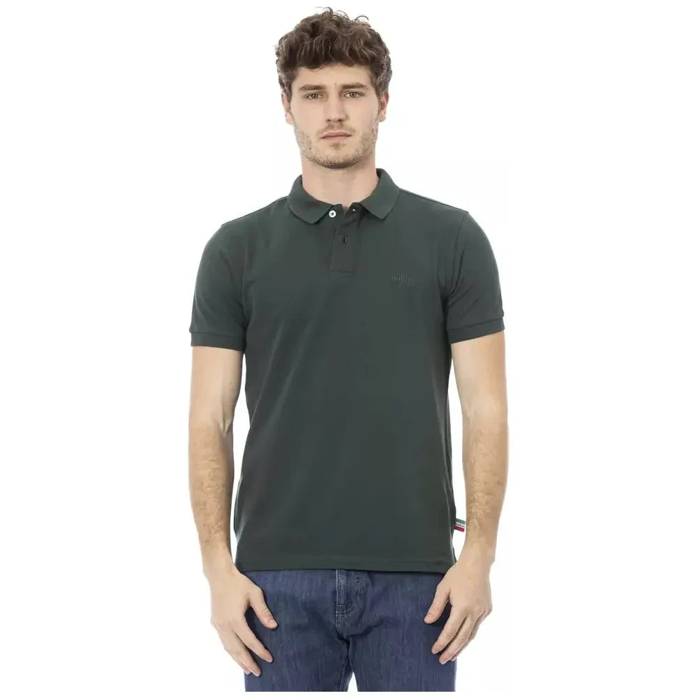 Chic Embroidered Cotton Polo Shirt in Green