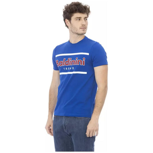 Baldinini Trend Chic Blue Cotton Tee with Front Print Baldinini Trend