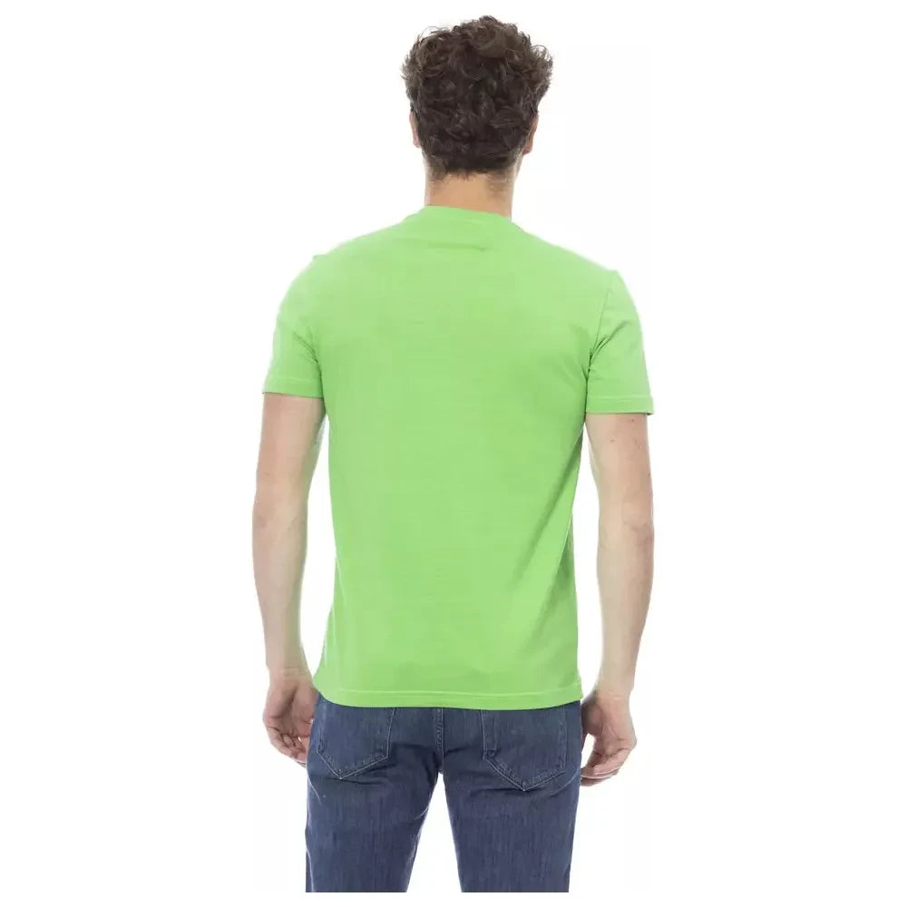 Green Cotton Tee with Chic Front Print