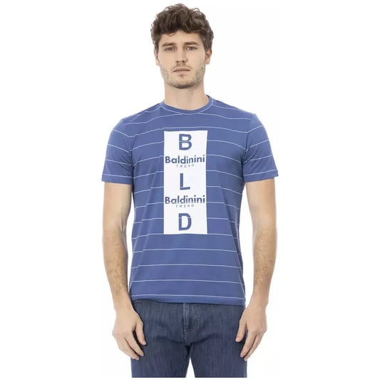 Chic Blue Cotton Tee with Front Print