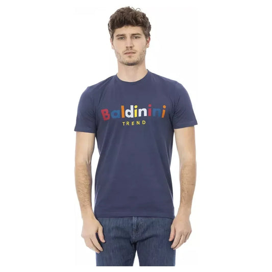 Baldinini Trend Elegant Blue Cotton Tee with Stylish Front Print Baldinini Trend