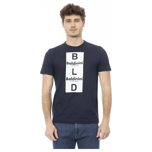 Baldinini Trend Sleek Blue Cotton Tee with Front Print Baldinini Trend