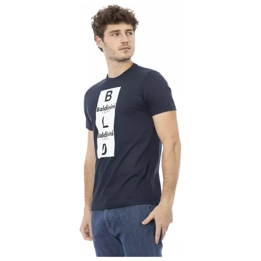 Baldinini Trend Sleek Blue Cotton Tee with Front Print Baldinini Trend