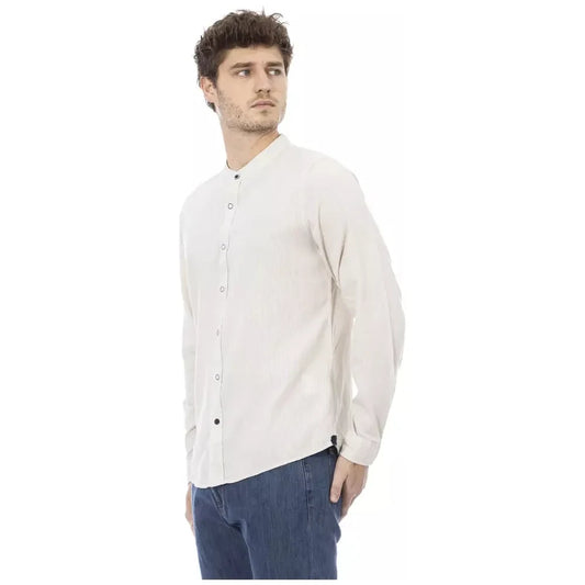 Chic Mandarin Collar White Shirt for Men