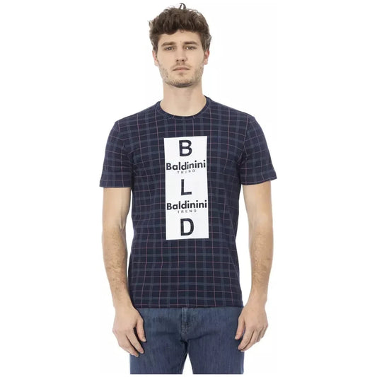 Baldinini Trend Elegant Blue Cotton T-Shirt with Front Print Baldinini Trend