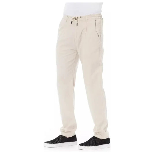 Baldinini Trend Chic Beige Cotton Chino Trousers with Drawstring Baldinini Trend