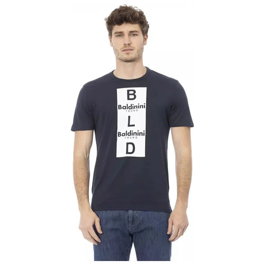 Baldinini Trend Chic Blue Cotton Tee with Elegant Front Print Baldinini Trend