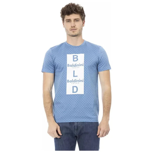 Elegant Light Blue Cotton Tee with Print