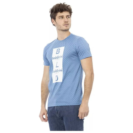 Elegant Light Blue Cotton Tee with Print