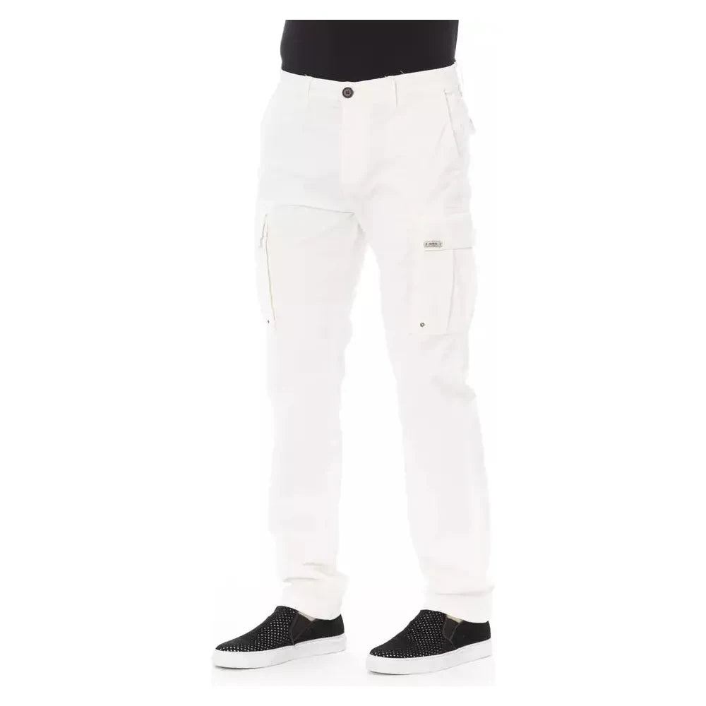 Chic White Cargo Trousers - Tailored Fit & Stretch