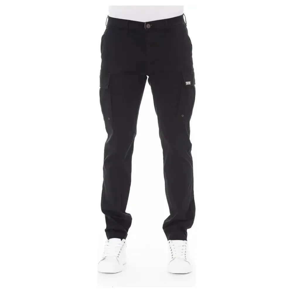 Sleek Black Cargo Trousers - Stretch Cotton Blend