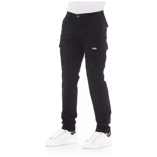 Sleek Black Cargo Trousers - Stretch Cotton Blend