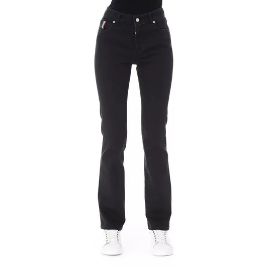 Elegant Black Cotton Stretch Jeans