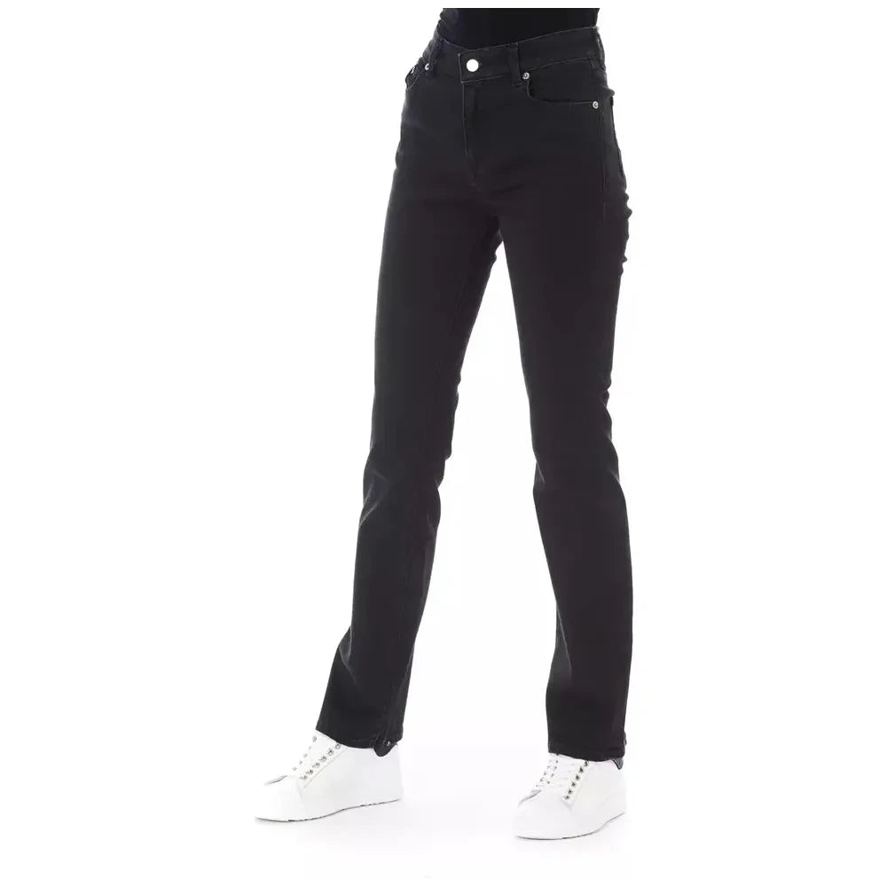 Elegant Black Cotton Stretch Jeans