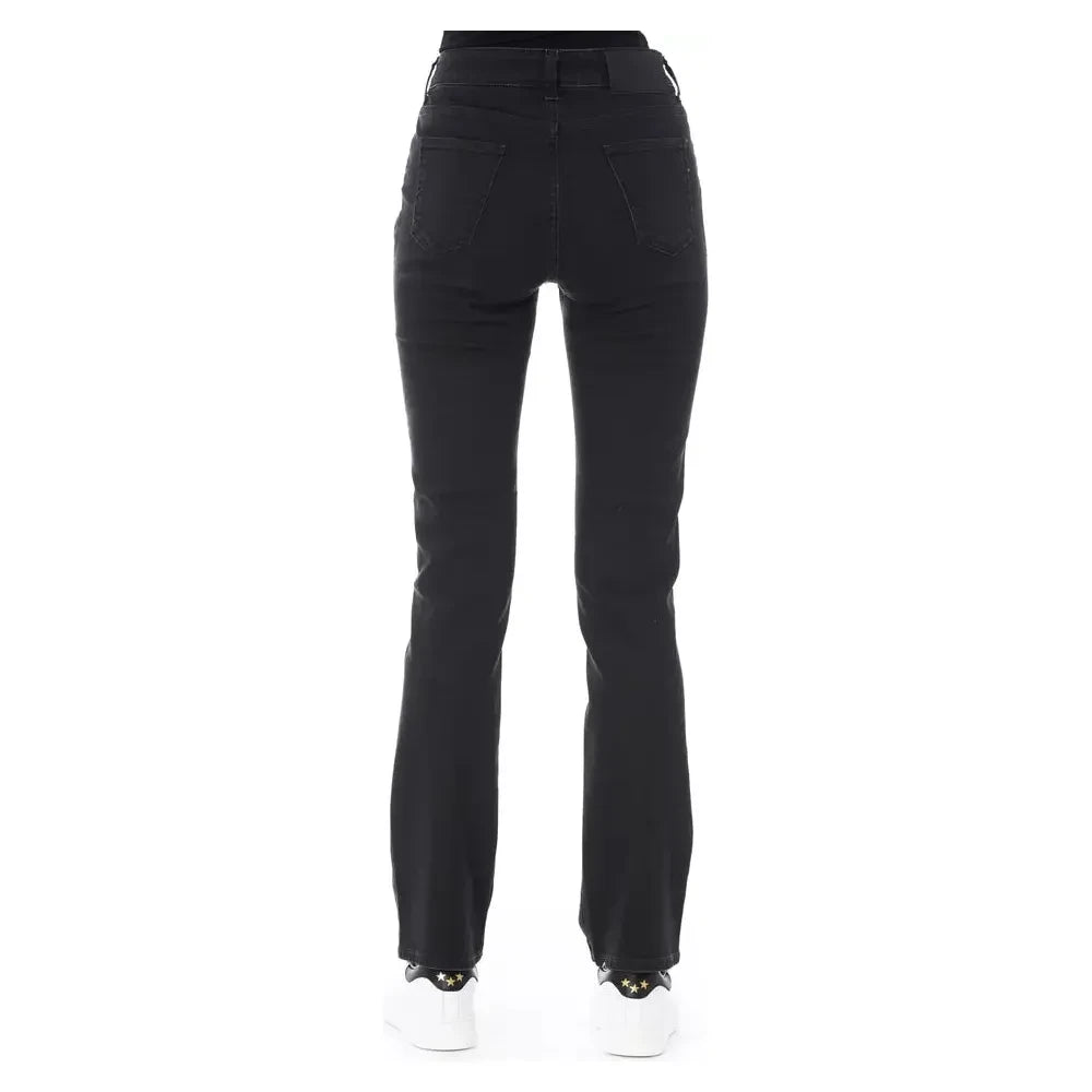 Elegant Black Cotton Stretch Jeans