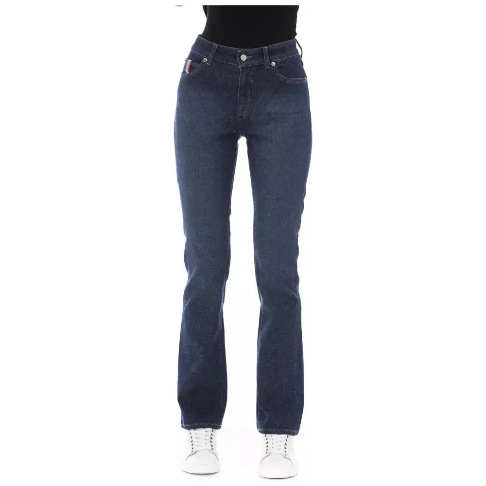 Tricolor Pocket Regular Jeans With Chic Detailing