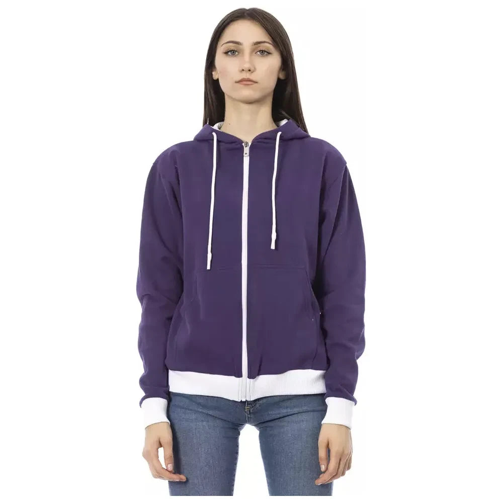 Chic Purple Cotton Hooded Sweater